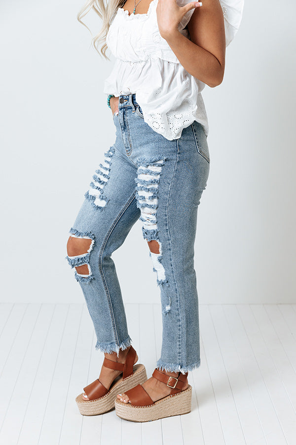 The Badgley High Waist Distressed Relaxed Skinny