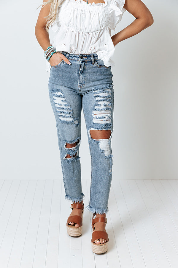 The Badgley High Waist Distressed Relaxed Skinny