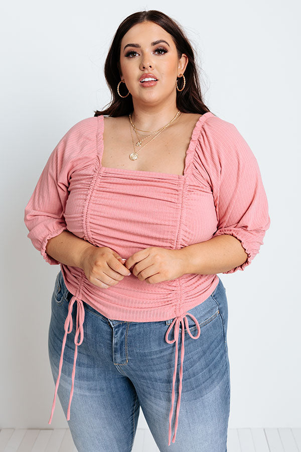 Writing Lyrics Ruched Top in Blush Curves