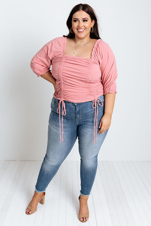 Writing Lyrics Ruched Top in Blush Curves