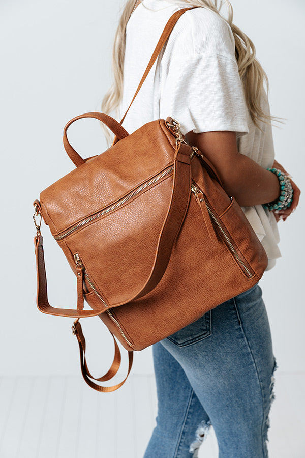 Hudson River Faux Leather Backpack In Maple
