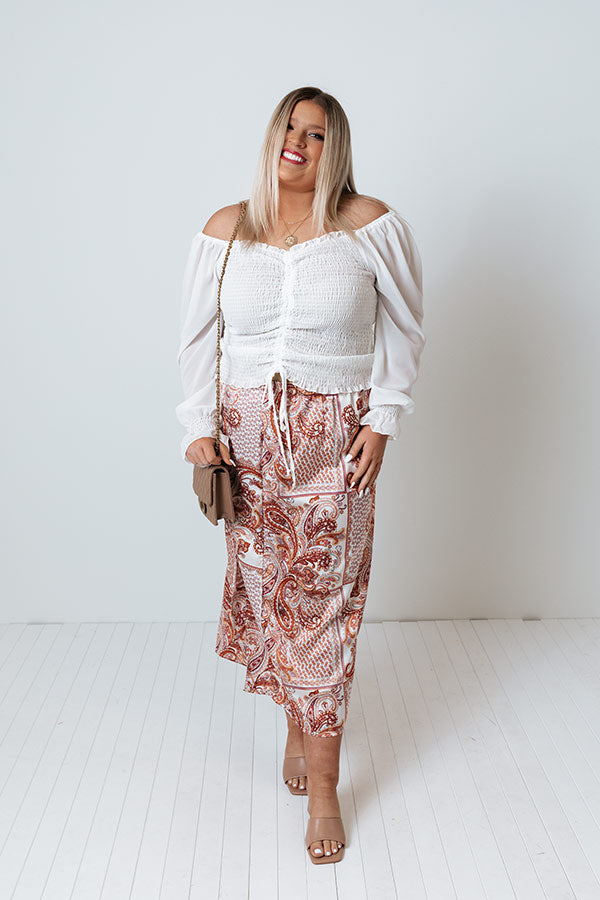 Innocent Crush Smocked Top in White Curves