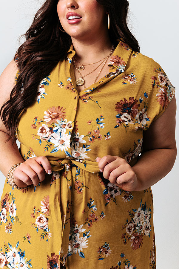 Grand Valley Floral Midi in Mustard Curves