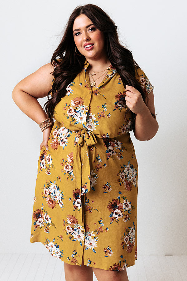 Grand Valley Floral Midi in Mustard Curves