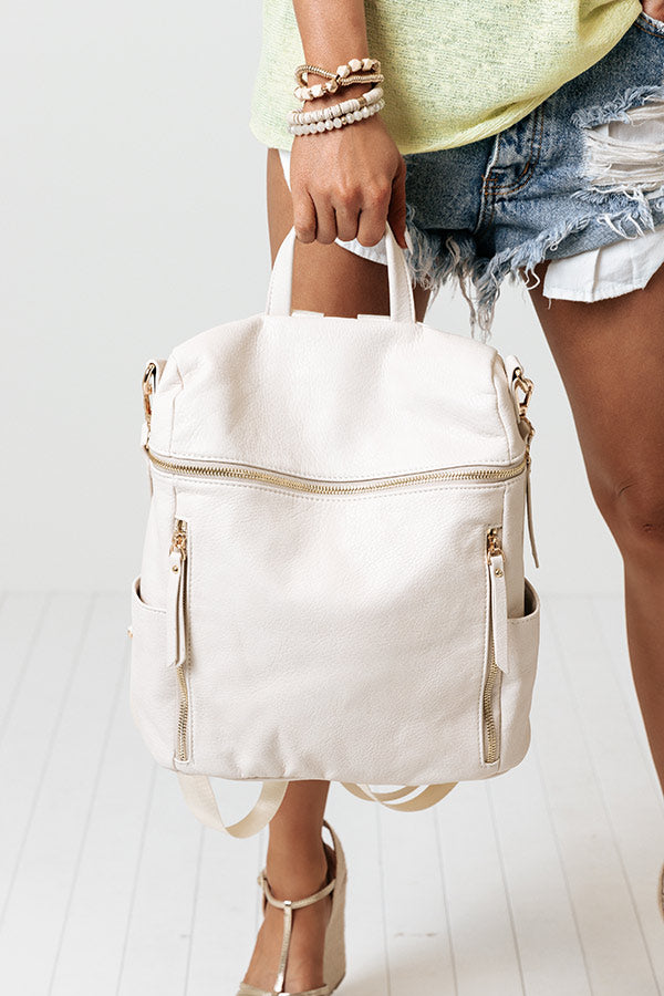 Hudson River Faux Leather Backpack In Cream
