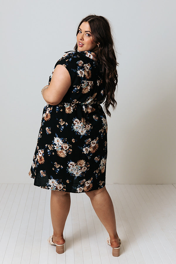 Grand Valley Floral Midi in Black Curves