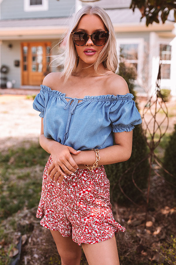 Southern Accent Chambray Crop Top