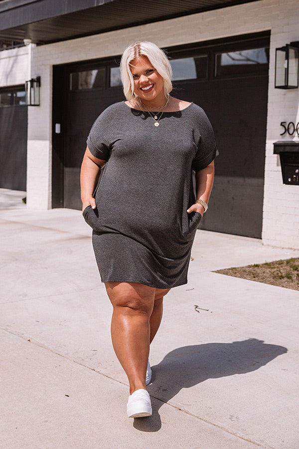 charcoal t shirt dress Charcoal Ribbed T-Shirt Dress