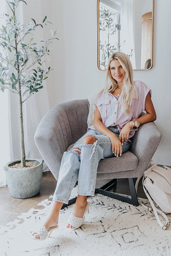 Opportunity Calls Button Up Top In Lavender