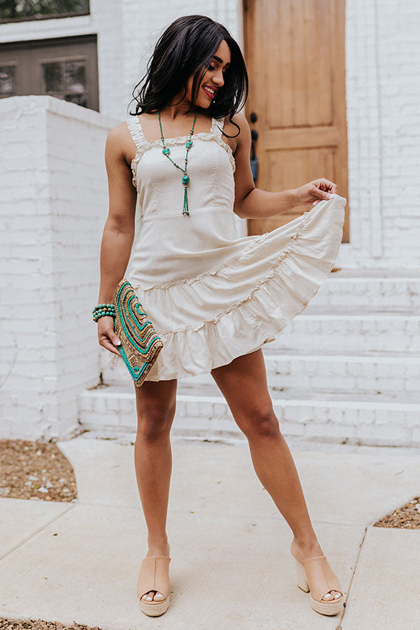 Harbor Lights Ruffle Dress In Stone