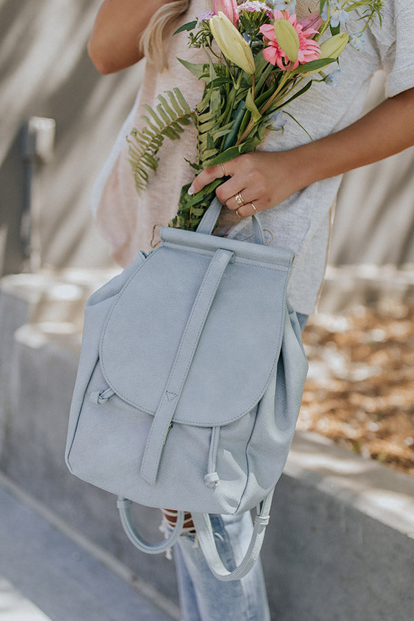 Holding Onto Hope Faux Leather Backpack In Airy Blue