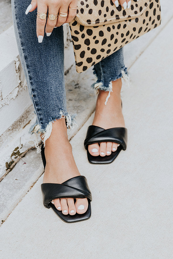 The Sequoia Faux Leather Sandal In Black