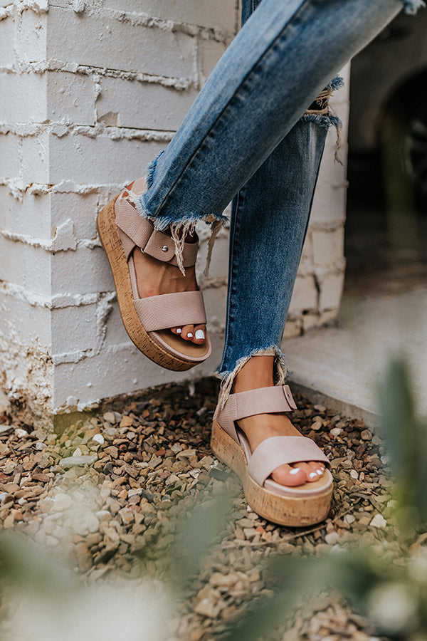 The Danika Faux Leather Platform Sandal In Latte