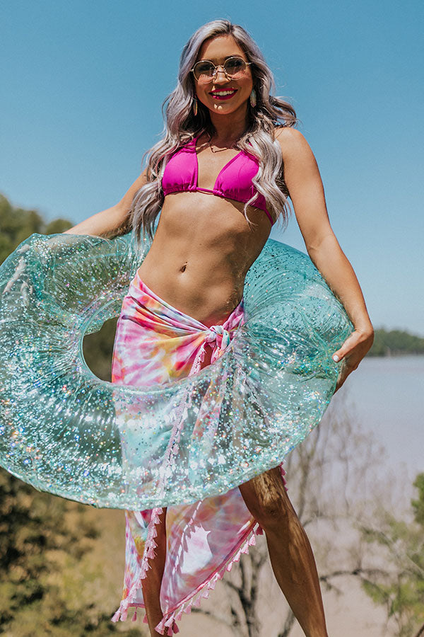 Vacay Mode Halter Bikini Top in Fuchsia