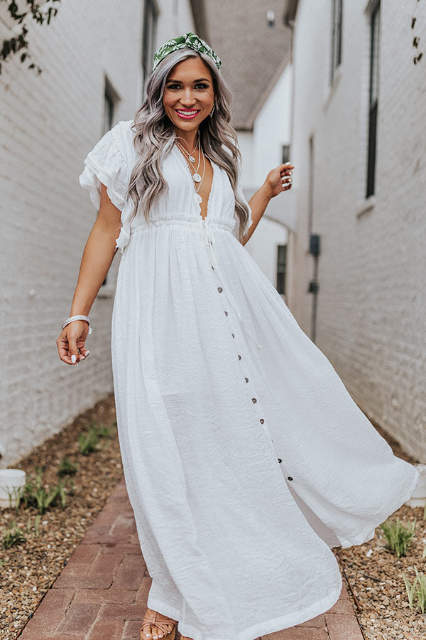 Bubbly In Bora Bora Maxi Dress in White