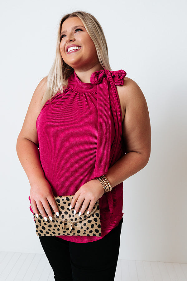 Dream State Pleated Top In Fuchsia Curves