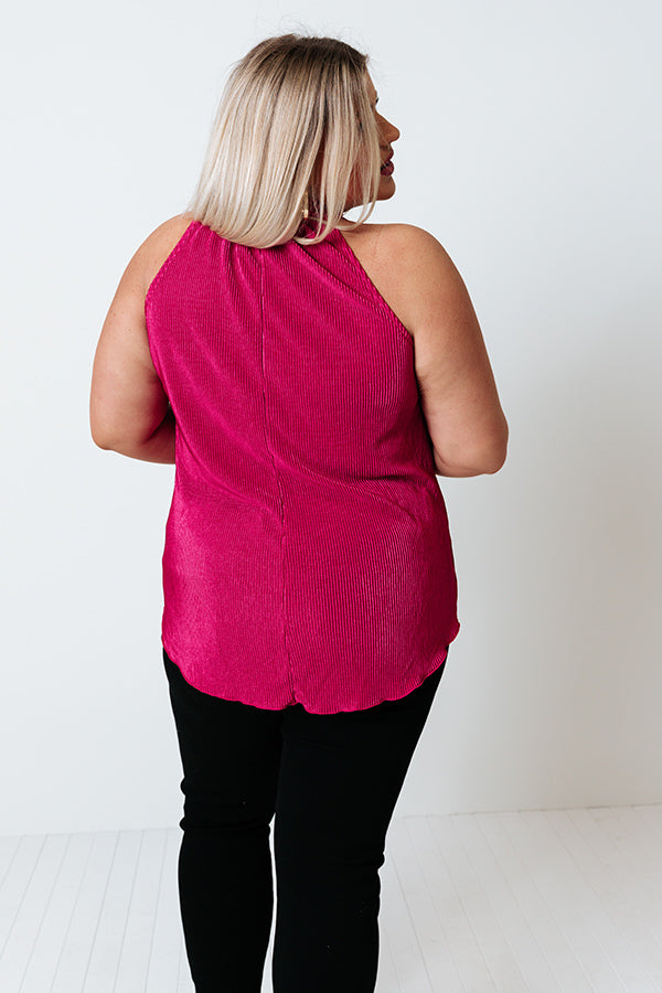 Dream State Pleated Top In Fuchsia Curves