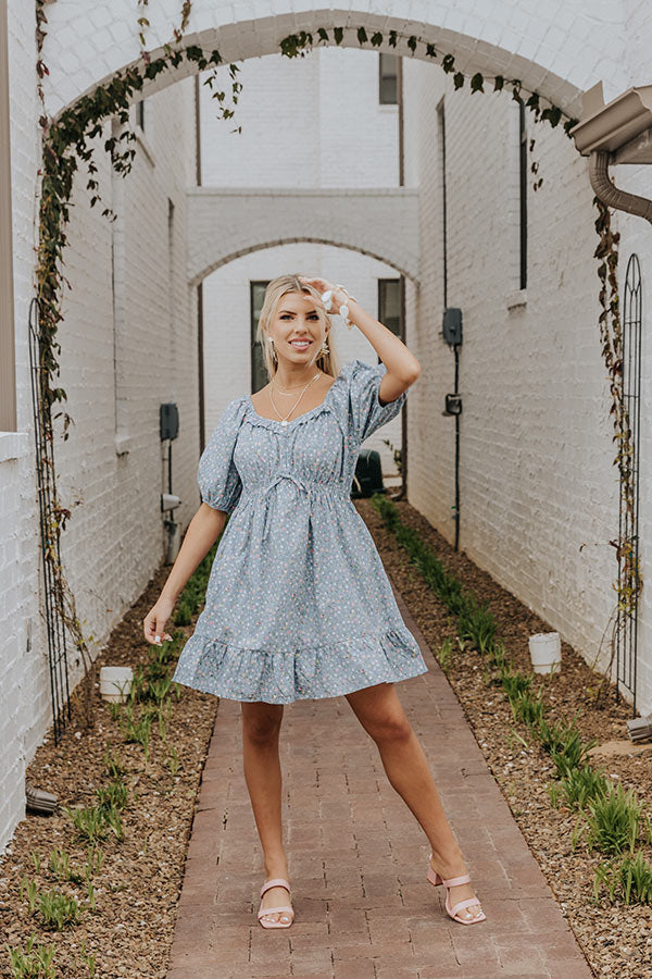 airy blue dress Stripe Affair Ruffle Midi Dress in Airy Blue M / Airy Blue