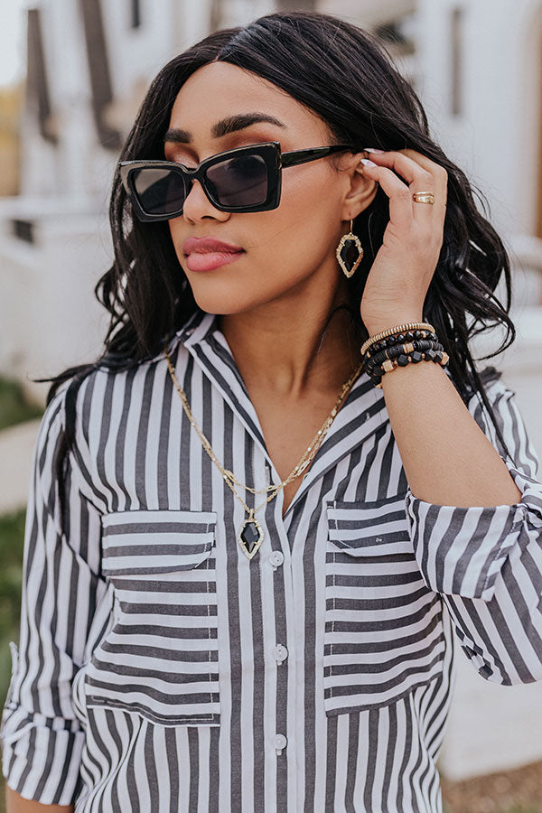 Tessa Gold Multi Strand Necklace in Black Obsidian