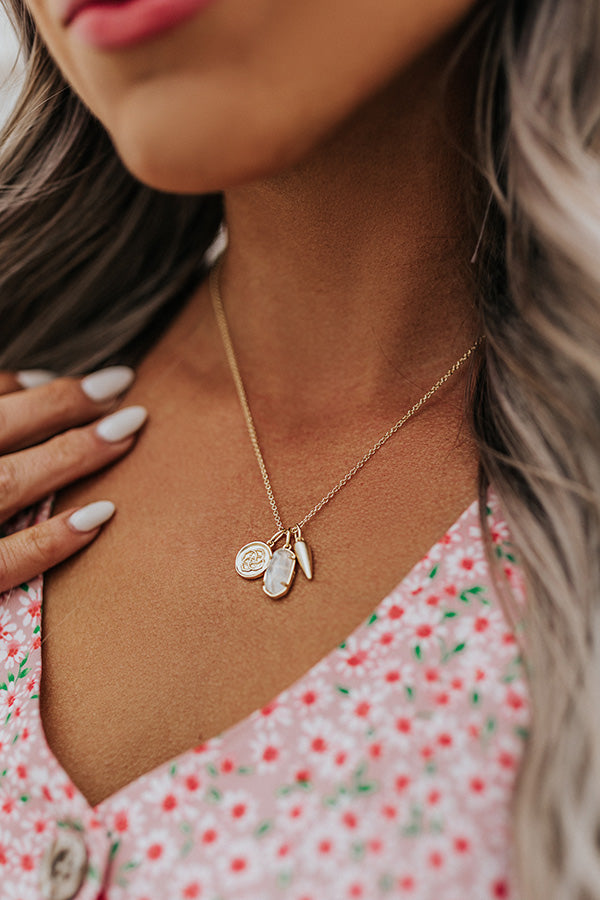 Mother of Pearl Gold Filled Coin Charm Necklace - Leimomi