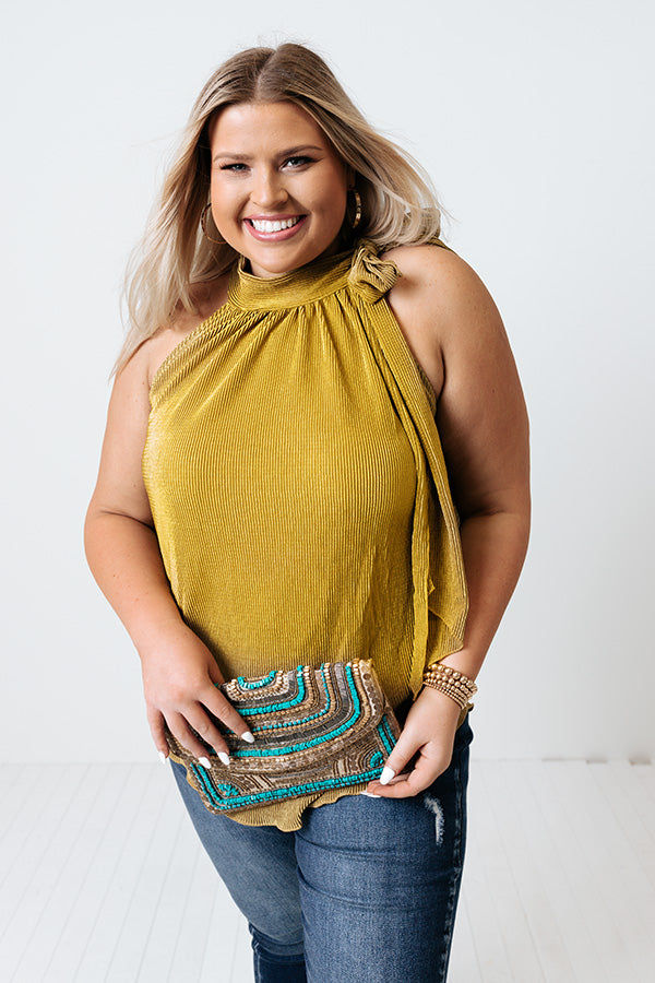 Dream State Pleated Top In Lime Punch Curves