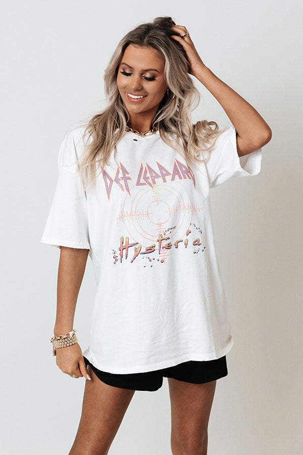Def Leppard Hysteria Distressed Oversized Graphic Tee