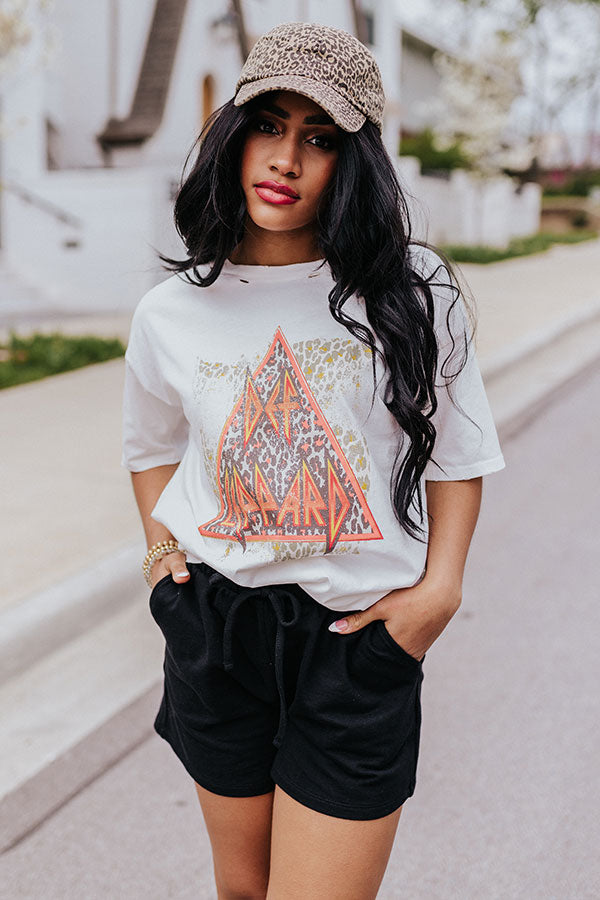 Def Leppard Distressed Leopard-Print Graphic Tee