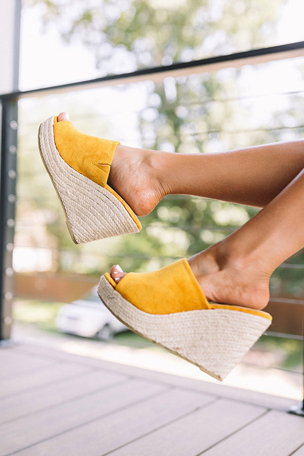 The Mariposa Faux Suede Wedge In Mustard