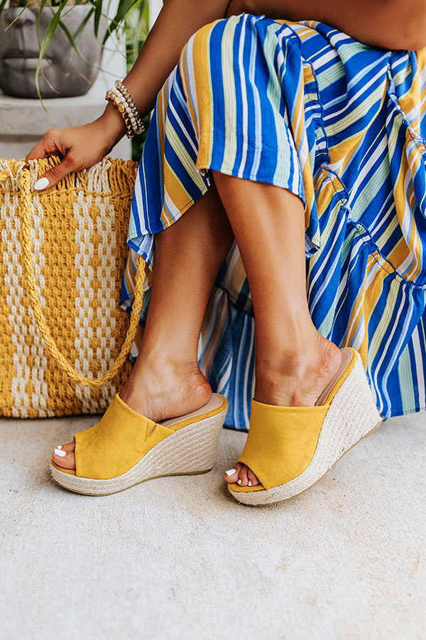 The Mariposa Faux Suede Wedge In Mustard