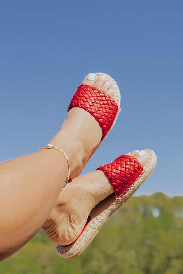 The Amias Faux Leather Woven Sandal In Red