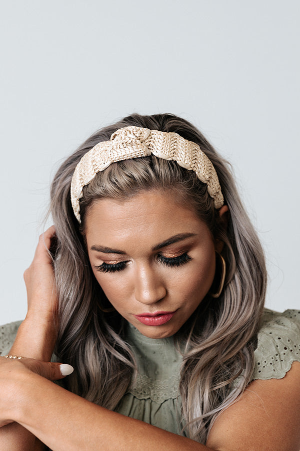 Blissful Views Raffia Headband in Ivory