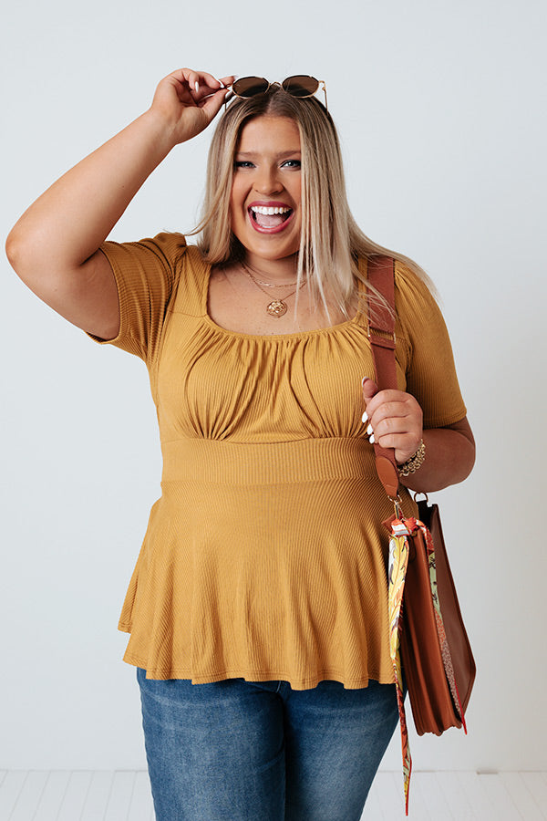 Secret Circle Top in Mustard Curves