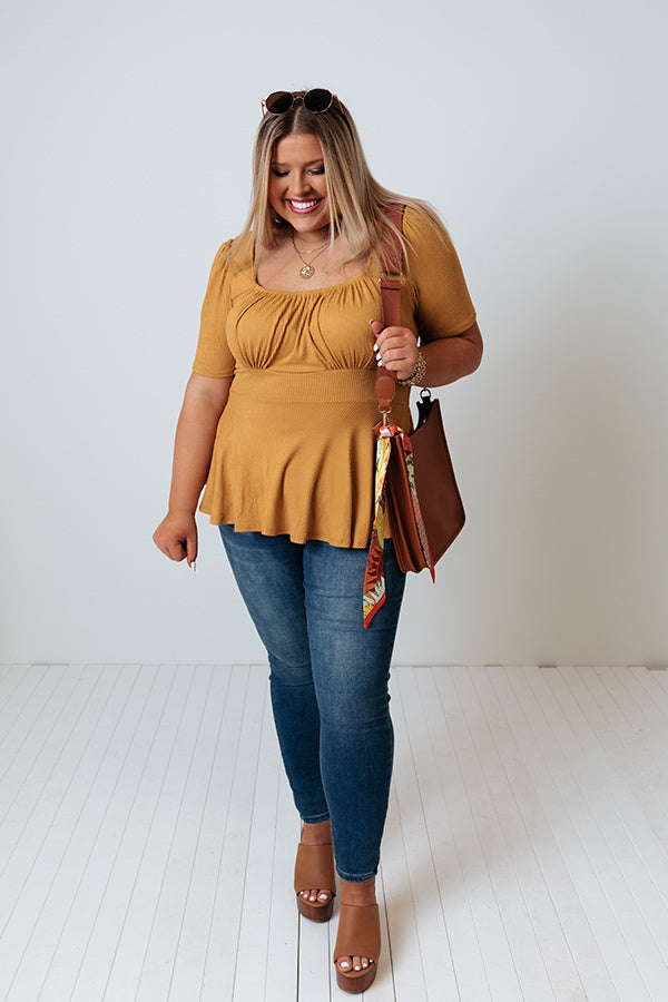 Secret Circle Top in Mustard Curves