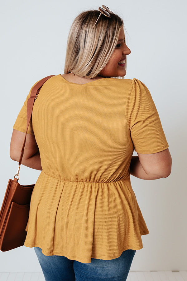 Secret Circle Top in Mustard Curves