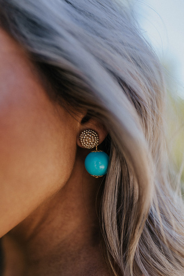 Seed Bead Candy Drop Earrings in Ocean Blue