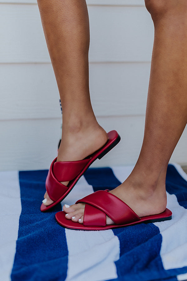 The Juanita Faux Leather Sandal In Red