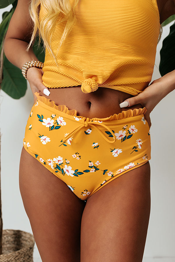 Secret Beach Midrise Reversible Bikini Bottoms in Marigold