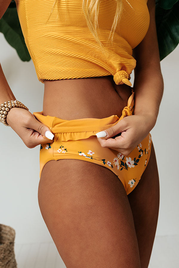 Secret Beach Midrise Reversible Bikini Bottoms in Marigold