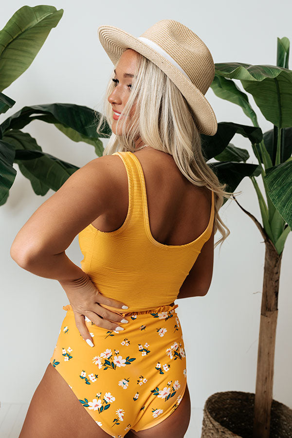 Secret Beach Midrise Reversible Bikini Bottoms in Marigold