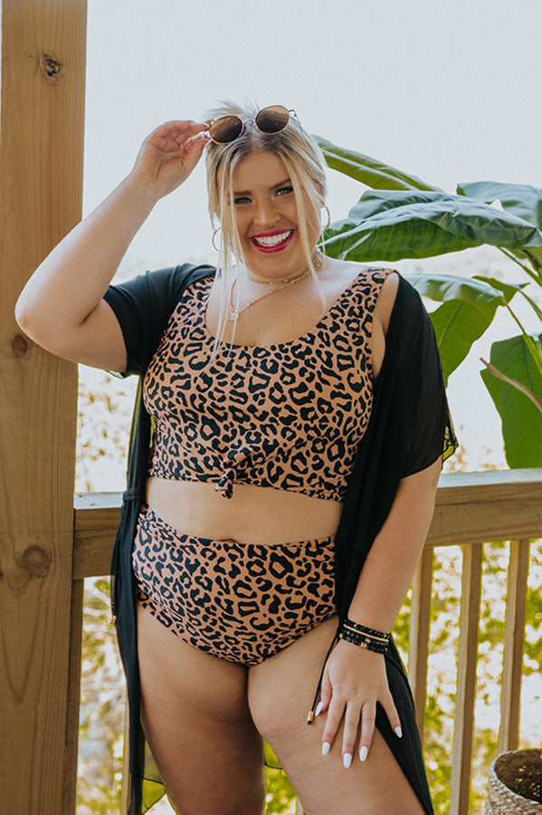 Resort Vibes Leopard Bikini Crop Top Curves