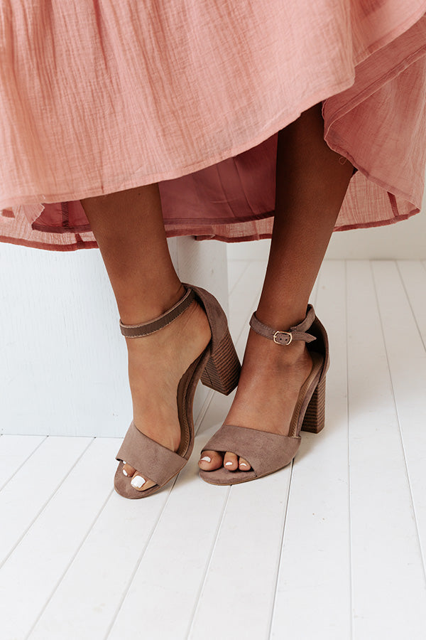 The Giada Faux Suede Heel In Taupe