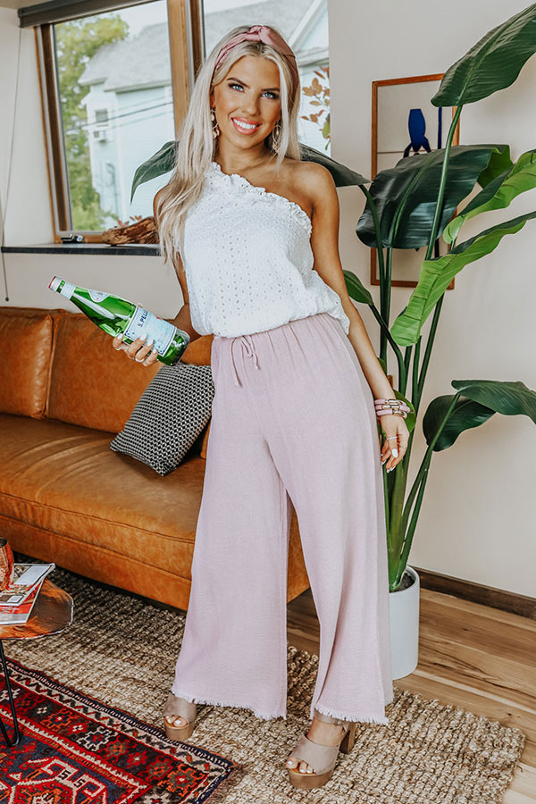 The Banks High Waist Linen-Blend Pants In Blush