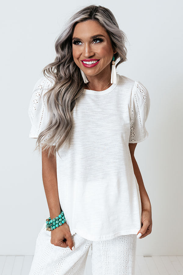 Upper West Side Story Eyelet Top In White