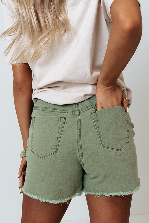 The Quincy High Waist Shorts In Sage