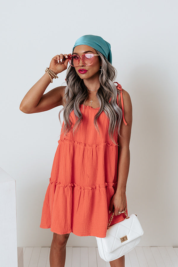 Sunning In Style Shift Dress in Coral
