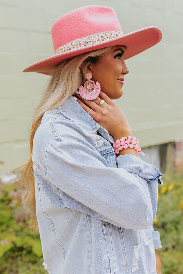 Vacay Mode Fan Earrings In Pink