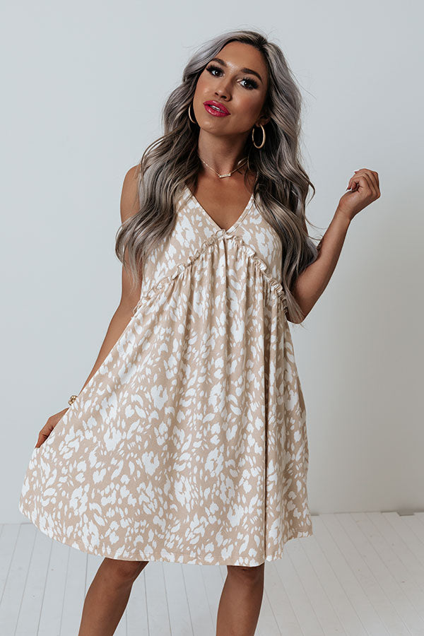 Sweet Source Leopard Shift Dress In Warm Taupe