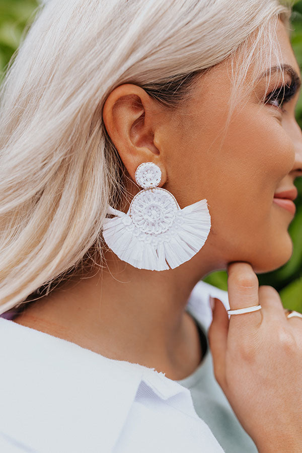 White shop fan earrings