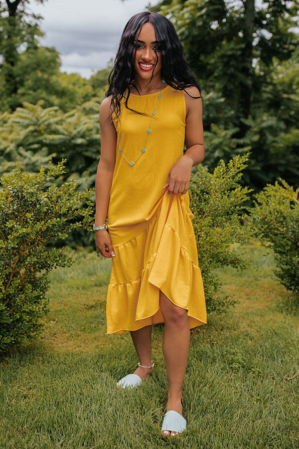 Summer Masquerade Shift Dress In Marigold