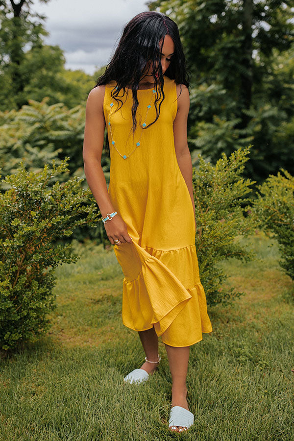 Summer Masquerade Shift Dress In Marigold